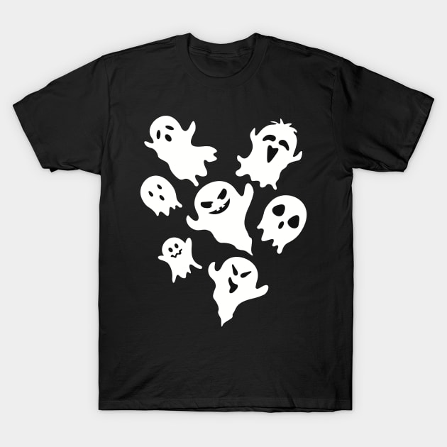 White Halloween Ghosts T-Shirt by Funky Chik’n